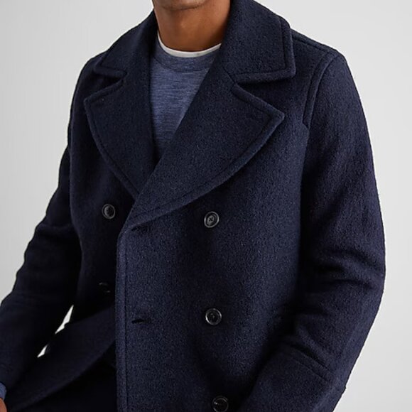 Express Double Breasted Peacoat (Navy) - Picture 3 of 13